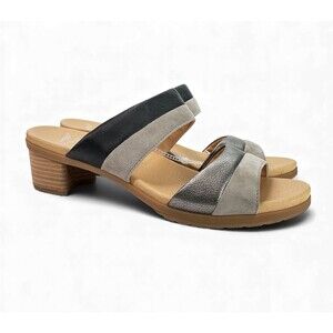 Dansko Womens Theresa Multi-Strap Slip-On Sandal Size 42 Metallic Leather Suede